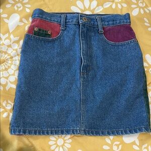 Colorful Retro Denim Skirt. STEEL JEANS. Size 12